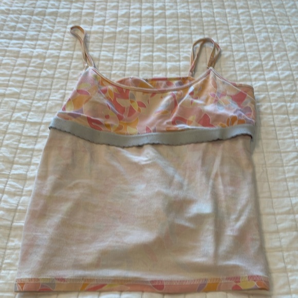 Vintage Y2K gap pink Cami cotton adjustable straps stretch shelf bra womens L - Picture 5 of 8